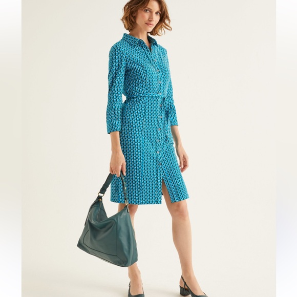 Boden Tara Jersey Shirt Patterned Dress W1414 Sz 4 Long